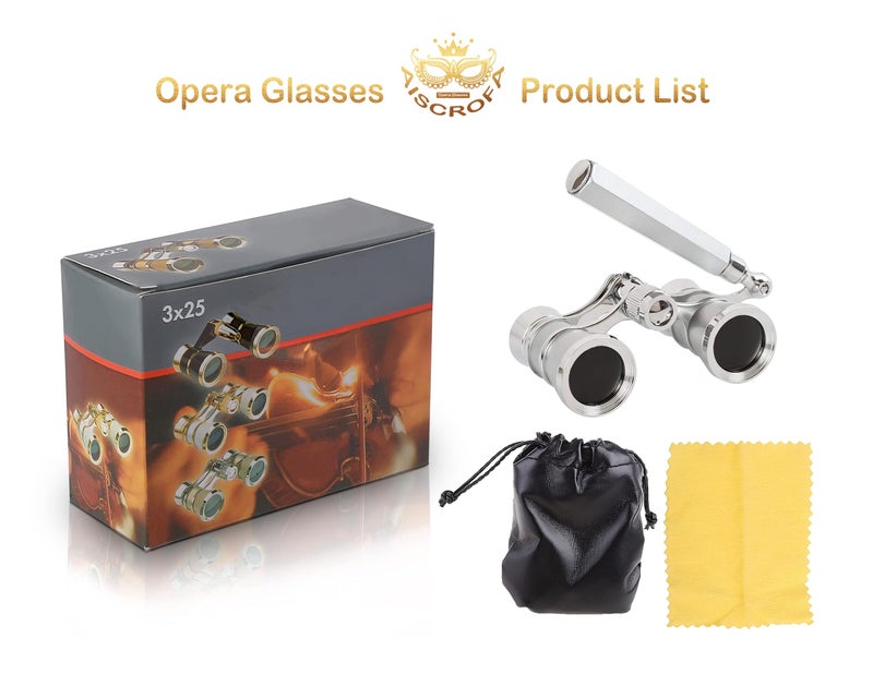 AiScrofa Opera Glasses,3X25 Theater Binoculars with Foldable and Extendable Handle,Mini Binocular Compact Lightweight,Portable Theater Glasses for Adults Kids Women in Musical Concert - Image 5